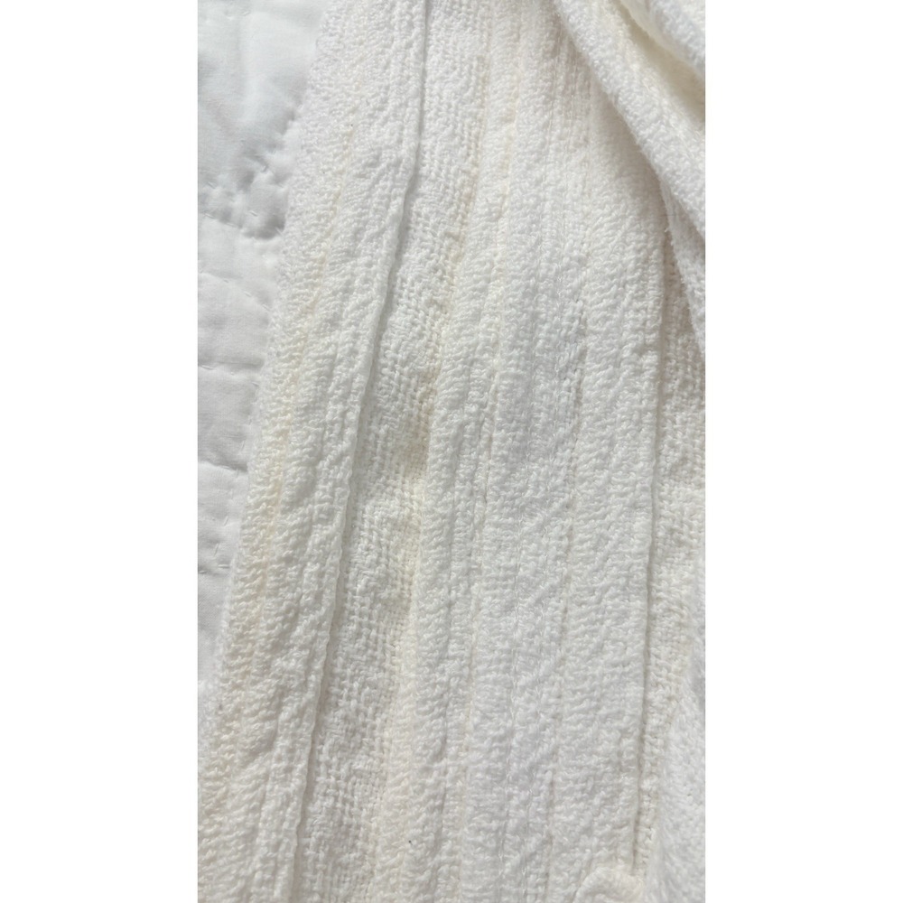 Vintage Fieldcrest Royal Velvet White Woven Cotton Full Queen Blanket Made USA